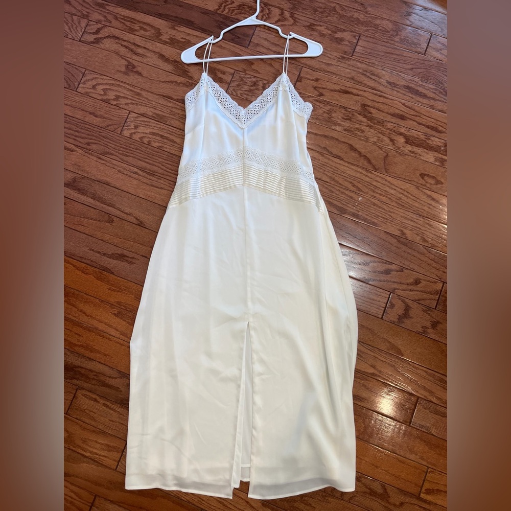 The Westside Elegant Cream Lace Trim Dress